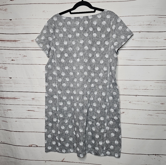Habitat Gray and White Polka Dot Linen Shift Dress - Picture 2 of 10
